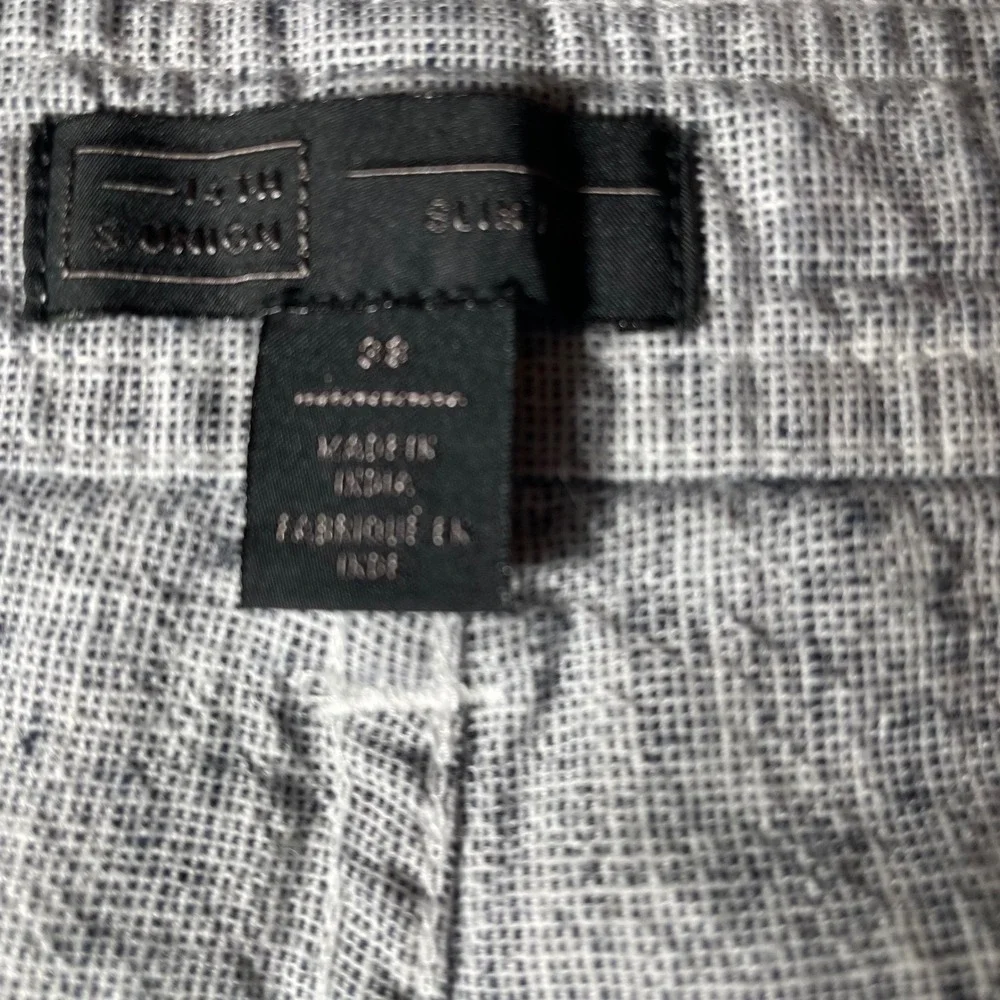 14th & Union Mens Slim Fit Linen Cotton Blend Shorts Grey Heathered Sz 38 Preppy